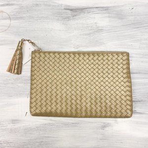 Virginia Wolf NEW Metallic Gold Mimi Woven Pouch Clutch Curateur Winter 2022